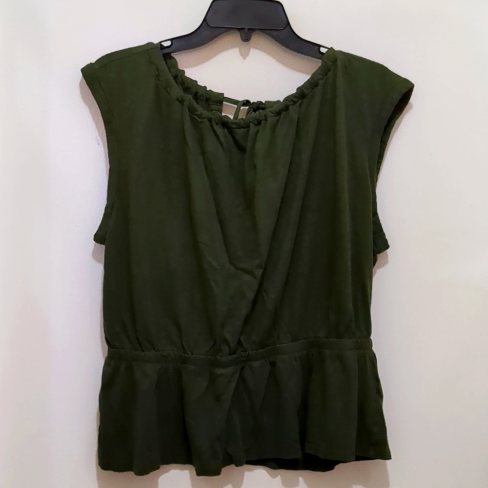 Banana Republic Olive Green Malibu Tee Slub Tank Open Back Size M